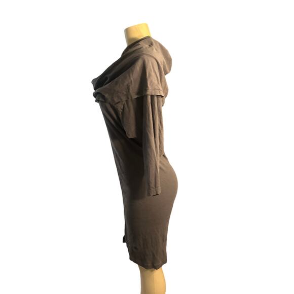 Women L Prairie Underground Gray Cowl Neck Tunic Dress 3/4 Slv Organic Cotton - Picture 3 of 6